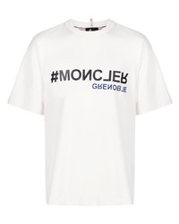 Мужская белая футболка с круглым вырезом с принтом от MONCLER GRENOBLE