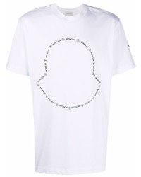 Мужская белая футболка с круглым вырезом с принтом от Moncler