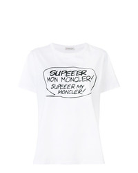 Женская белая футболка с круглым вырезом с принтом от Moncler