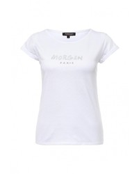 Женская белая футболка с круглым вырезом с принтом от Morgan