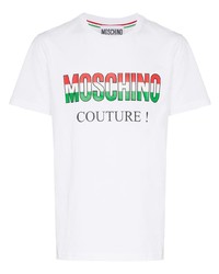 Мужская белая футболка с круглым вырезом с принтом от Moschino