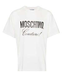 Мужская белая футболка с круглым вырезом с принтом от Moschino