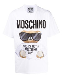 Мужская белая футболка с круглым вырезом с принтом от Moschino