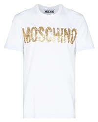 Мужская белая футболка с круглым вырезом с принтом от Moschino