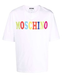 Мужская белая футболка с круглым вырезом с принтом от Moschino