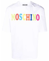 Мужская белая футболка с круглым вырезом с принтом от Moschino