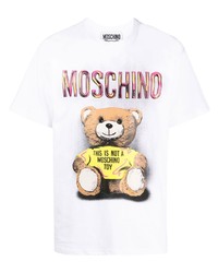 Мужская белая футболка с круглым вырезом с принтом от Moschino