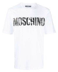 Мужская белая футболка с круглым вырезом с принтом от Moschino