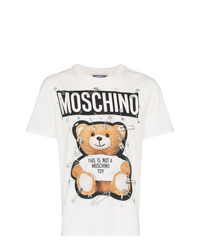 Мужская белая футболка с круглым вырезом с принтом от Moschino