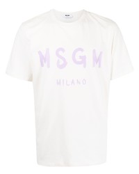 Мужская белая футболка с круглым вырезом с принтом от MSGM