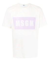 Мужская белая футболка с круглым вырезом с принтом от MSGM