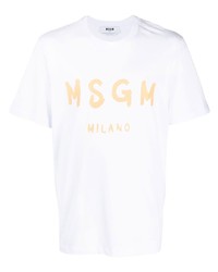 Мужская белая футболка с круглым вырезом с принтом от MSGM