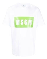 Мужская белая футболка с круглым вырезом с принтом от MSGM