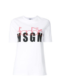 Женская белая футболка с круглым вырезом с принтом от MSGM