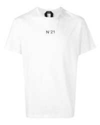 Мужская белая футболка с круглым вырезом с принтом от N°21