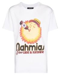 Мужская белая футболка с круглым вырезом с принтом от Nahmias