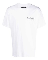 Мужская белая футболка с круглым вырезом с принтом от Nahmias