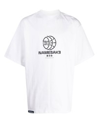 Мужская белая футболка с круглым вырезом с принтом от NAMESAKE