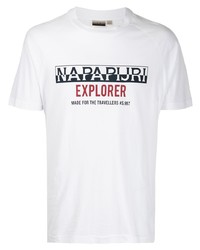 Мужская белая футболка с круглым вырезом с принтом от Napapijri