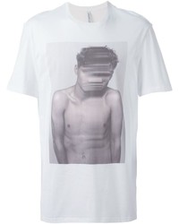 Мужская белая футболка с круглым вырезом с принтом от Neil Barrett