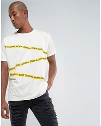 Мужская белая футболка с круглым вырезом с принтом от Night Addict