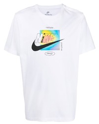 Мужская белая футболка с круглым вырезом с принтом от Nike