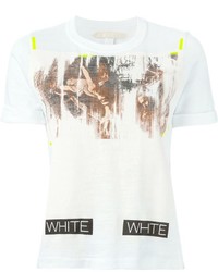 Женская белая футболка с круглым вырезом с принтом от Off-White