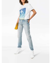 Женская белая футболка с круглым вырезом с принтом от Calvin Klein Jeans Est. 1978