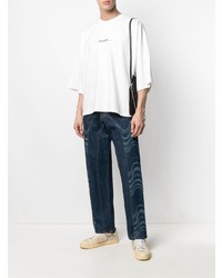 Мужская белая футболка с круглым вырезом с принтом от Ader Error