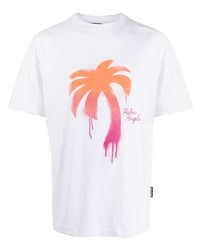 Мужская белая футболка с круглым вырезом с принтом от Palm Angels