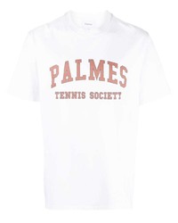 Мужская белая футболка с круглым вырезом с принтом от Palmes