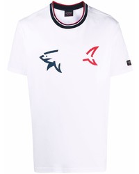 Мужская белая футболка с круглым вырезом с принтом от Paul & Shark