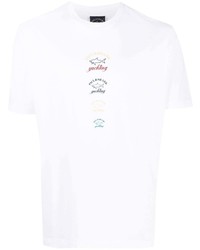 Мужская белая футболка с круглым вырезом с принтом от Paul & Shark