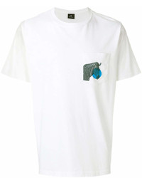Мужская белая футболка с круглым вырезом с принтом от Paul Smith