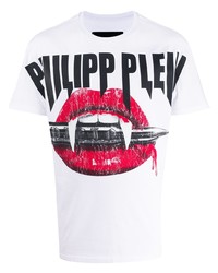 Мужская белая футболка с круглым вырезом с принтом от Philipp Plein