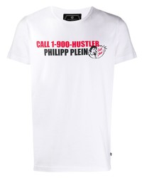 Мужская белая футболка с круглым вырезом с принтом от Philipp Plein