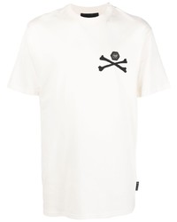 Мужская белая футболка с круглым вырезом с принтом от Philipp Plein