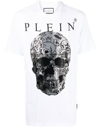 Мужская белая футболка с круглым вырезом с принтом от Philipp Plein