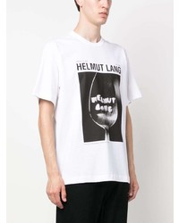 Мужская белая футболка с круглым вырезом с принтом от Helmut Lang