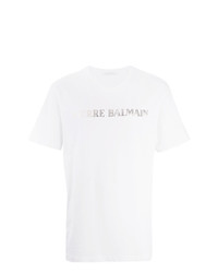 Мужская белая футболка с круглым вырезом с принтом от Pierre Balmain