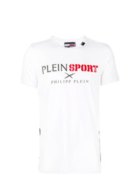 Мужская белая футболка с круглым вырезом с принтом от Plein Sport