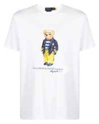 Мужская белая футболка с круглым вырезом с принтом от Polo Ralph Lauren