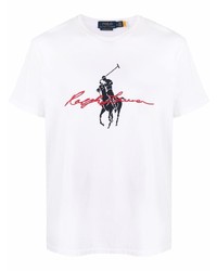 Мужская белая футболка с круглым вырезом с принтом от Polo Ralph Lauren