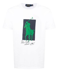 Мужская белая футболка с круглым вырезом с принтом от Polo Ralph Lauren