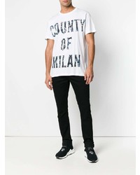 Мужская белая футболка с круглым вырезом с принтом от Marcelo Burlon County of Milan
