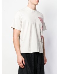 Мужская белая футболка с круглым вырезом с принтом от Komakino