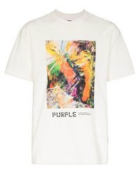 Мужская белая футболка с круглым вырезом с принтом от purple brand