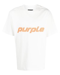 Мужская белая футболка с круглым вырезом с принтом от purple brand