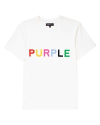 Мужская белая футболка с круглым вырезом с принтом от purple brand