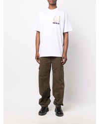 Мужская белая футболка с круглым вырезом с принтом от PAS DE ME